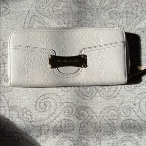 Michael Kors Gray Leather Wallet with Gold Accent
